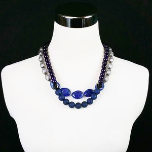 GNW Statement Necklace Blue Purple Double Strand